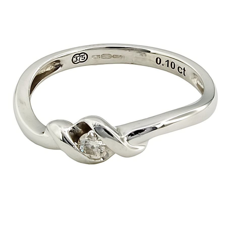 9ct white gold Diamond solitaire Ring size N